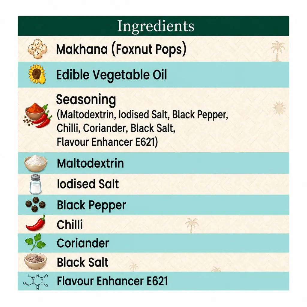 Salt and Pepper Flavored Makhana Ingredients